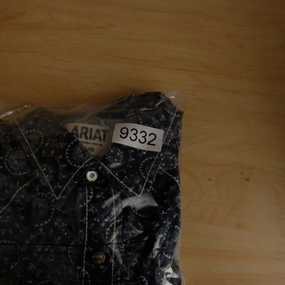 Ariat Shirt Mens Large Blue Geometric Pearl Snap Western Long Sleeve Colorful - Picture 9 of 9